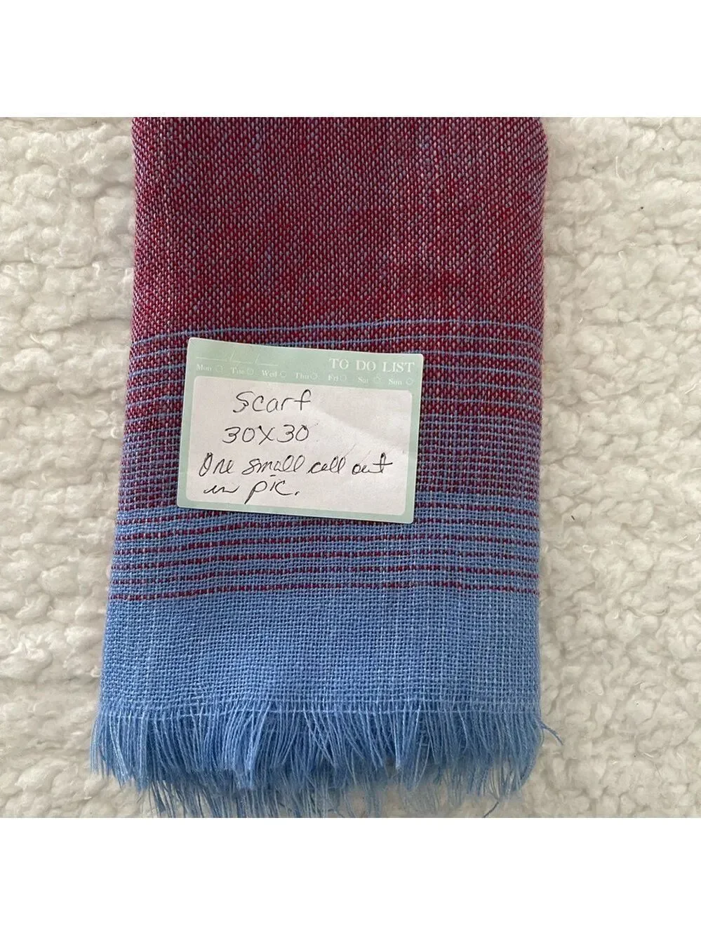 Red Blue Woven Fringe Scarf Wrap Shawl Soft Winter Rectangle